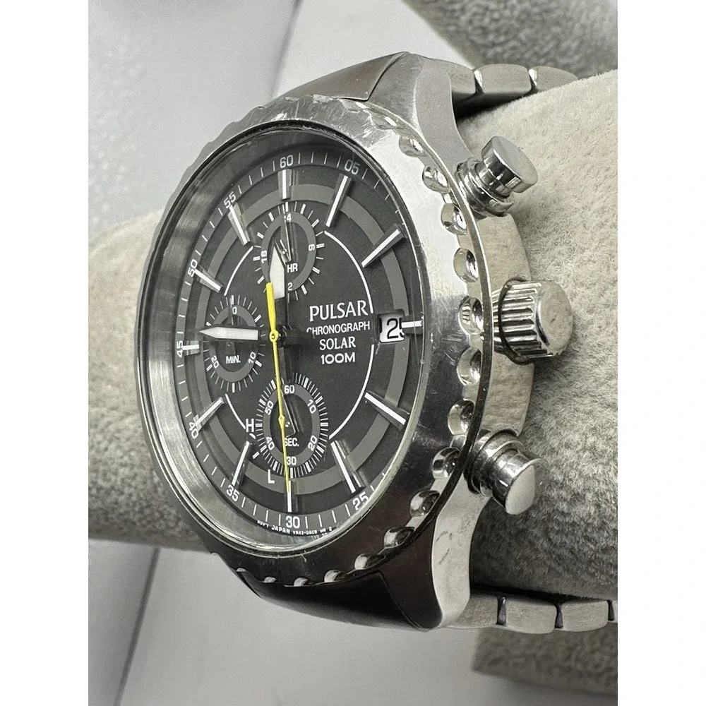 Pulsar VR43-X001 Solar Mens Chronograph Watch Works 44MM 8